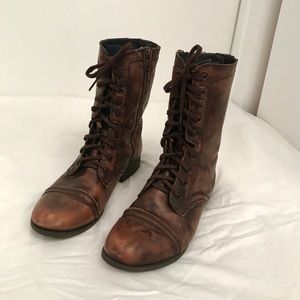 Steve Madden Women's Troopa Combat Boots Brown